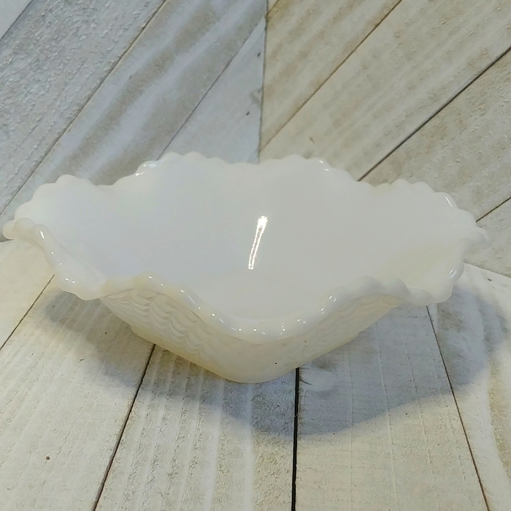 Vintage Milk Glass Square Dish